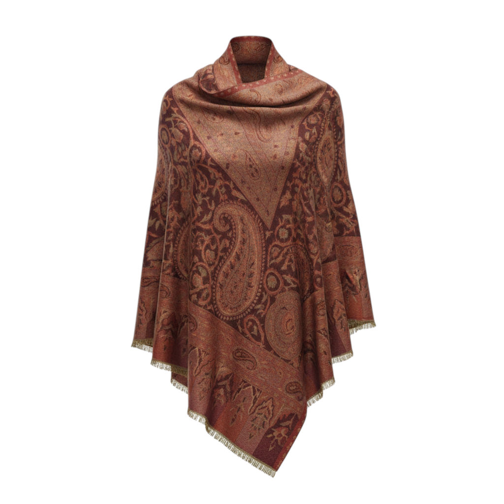 Maroon Mughal Pashmina Shawl